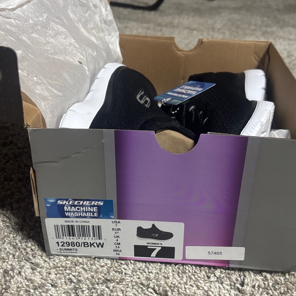 Skechers Women's Black and White Athletic Shoes